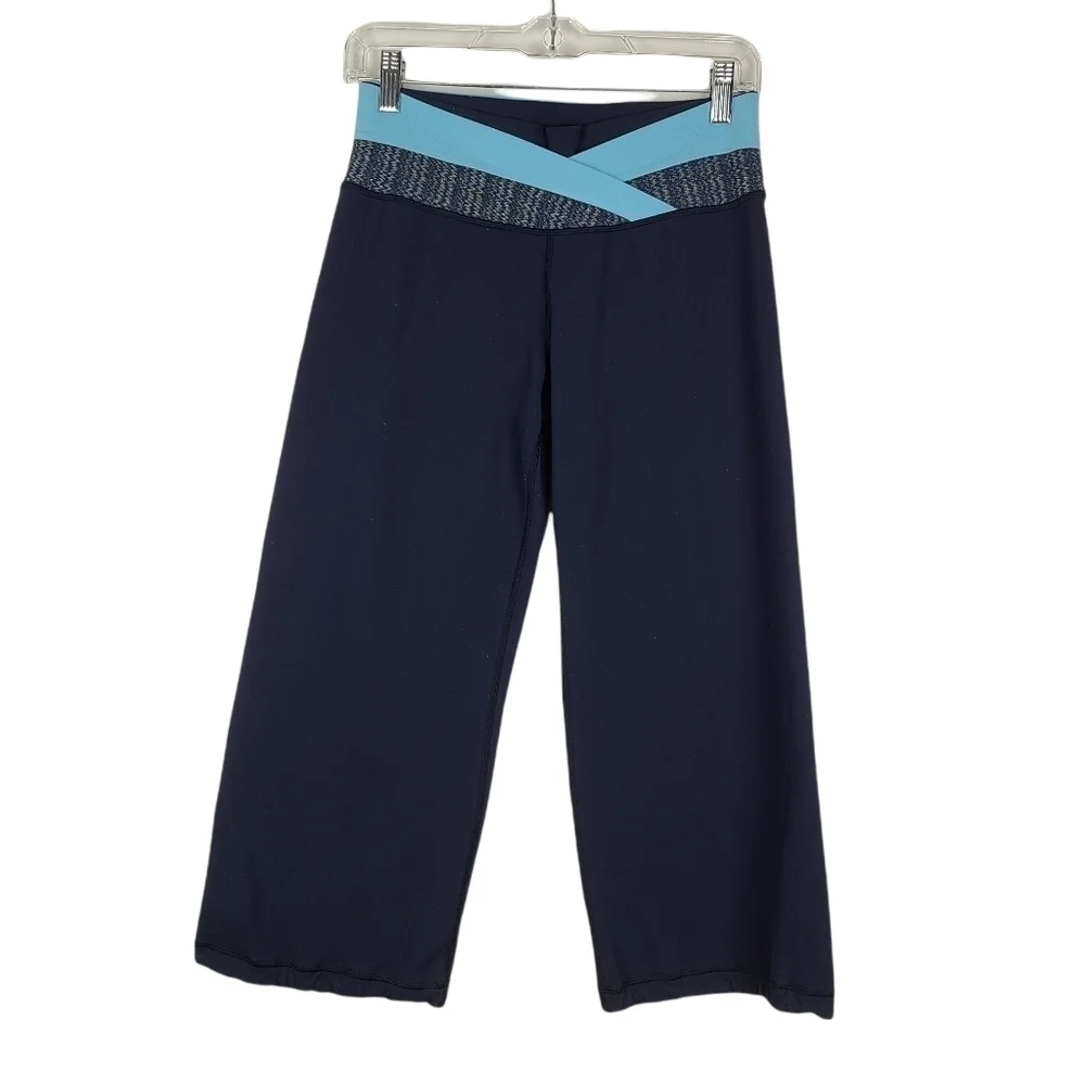 Lululemon Dharana Crop Pants Ink Well Blue Moon Stretch‎ Draw Cord Legs